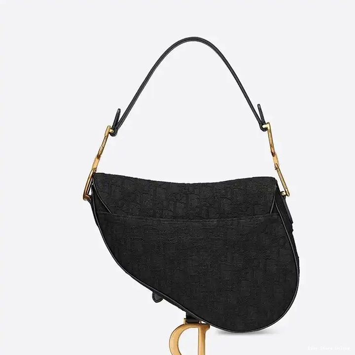 Cheap Motif Canvas Dior Bag Oblique Black Saddle 0506 Hot Sale